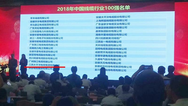 热烈祝贺5848vip威尼斯电子游戏入选“2018年中国线缆行业100强”